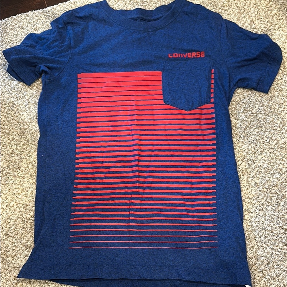 Converse Blue and Red Gradient Striped Tee